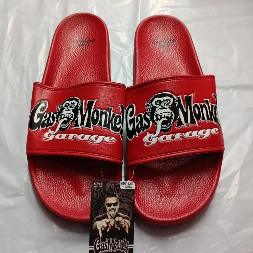 Gas Monkey Garage Slides Sandals Men's Size 12 Red